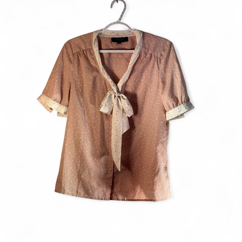 Jason Wu Blush Polka Dot Tie-Neck Blouse